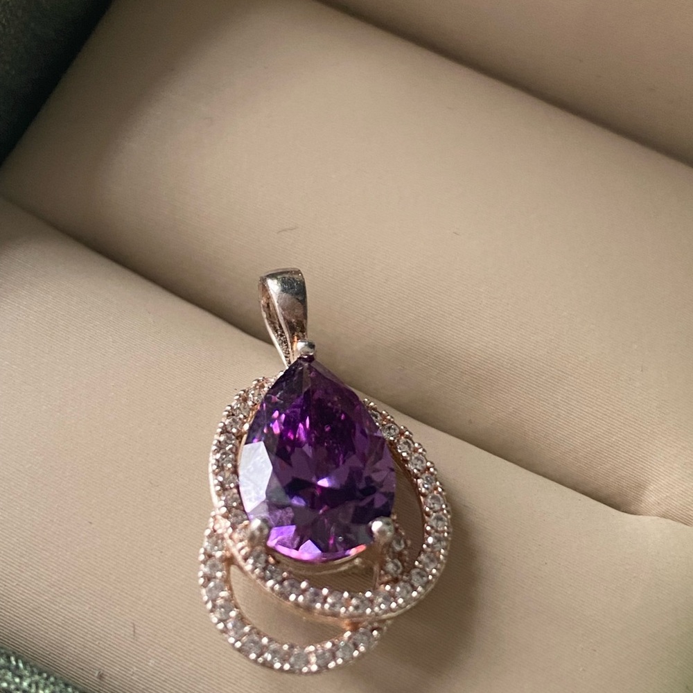 Real Amethyst Gemstone and Real Silver Pendant 🎁